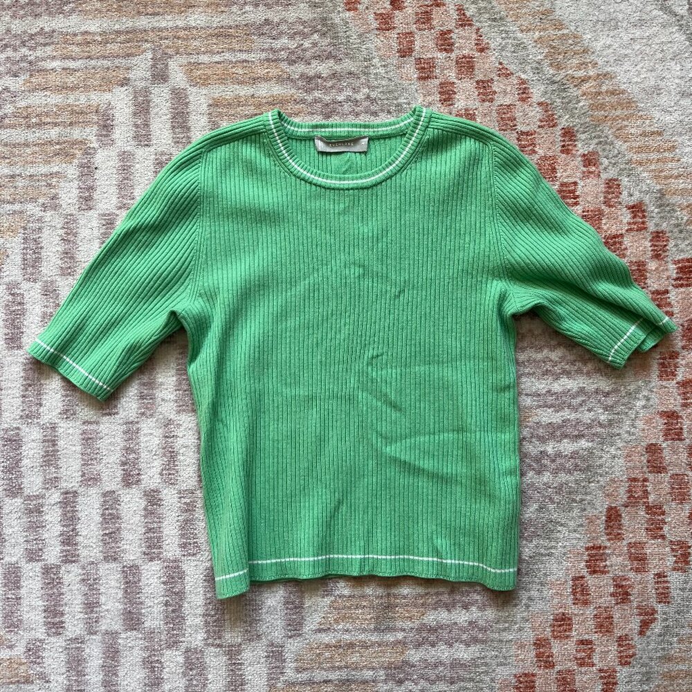Everlane The Ribbed Merino Tee in Green- Size M